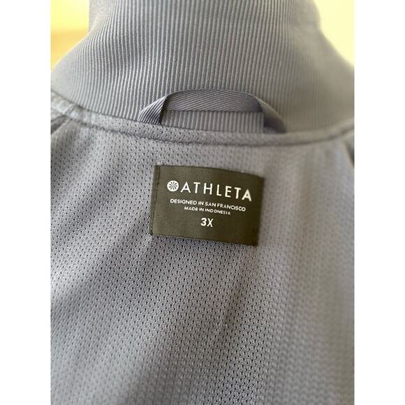 Athleta Slate Blue Leopard Print Zip Up Windbreaker Bomber Jacket - Picture 6 of 8
